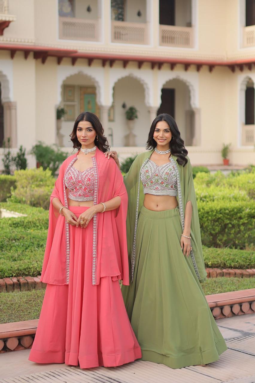 Faux Georgette Lehenga Choli with Koti