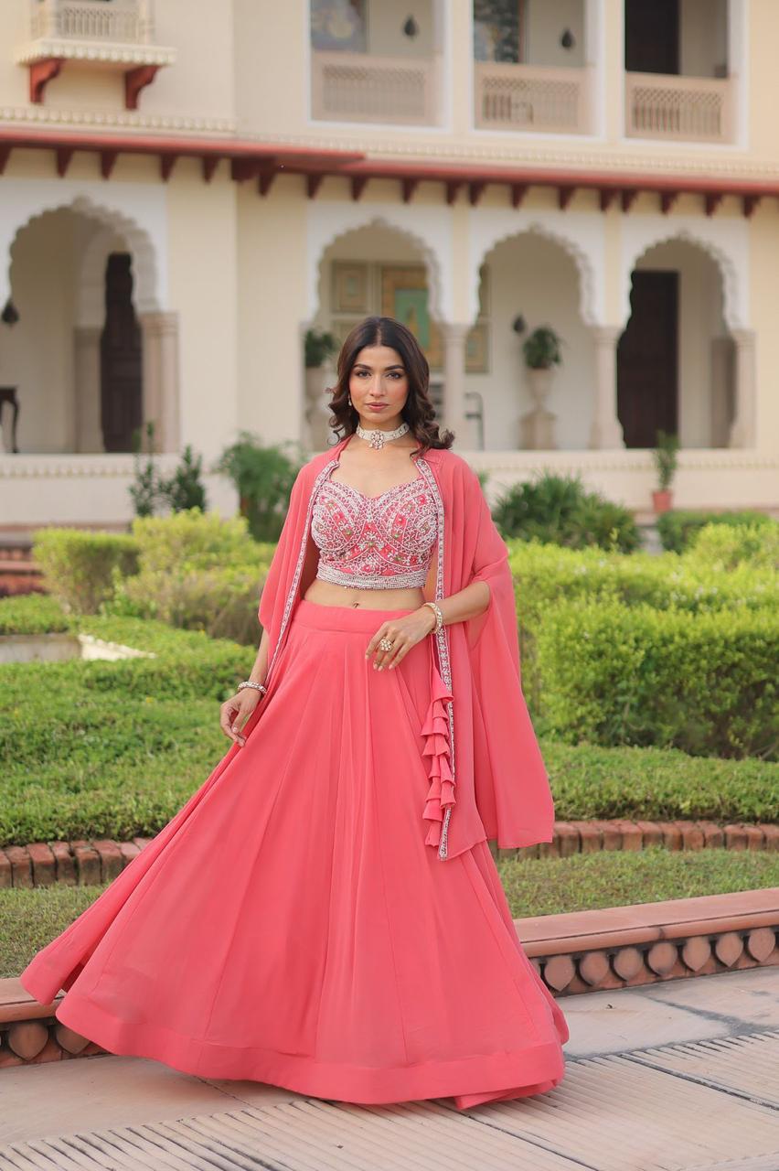 Faux Georgette Lehenga Choli with Koti