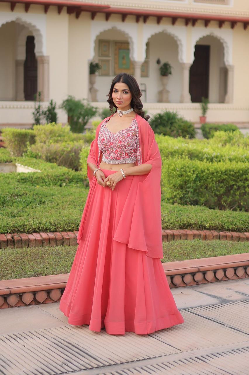 Faux Georgette Lehenga Choli with Koti