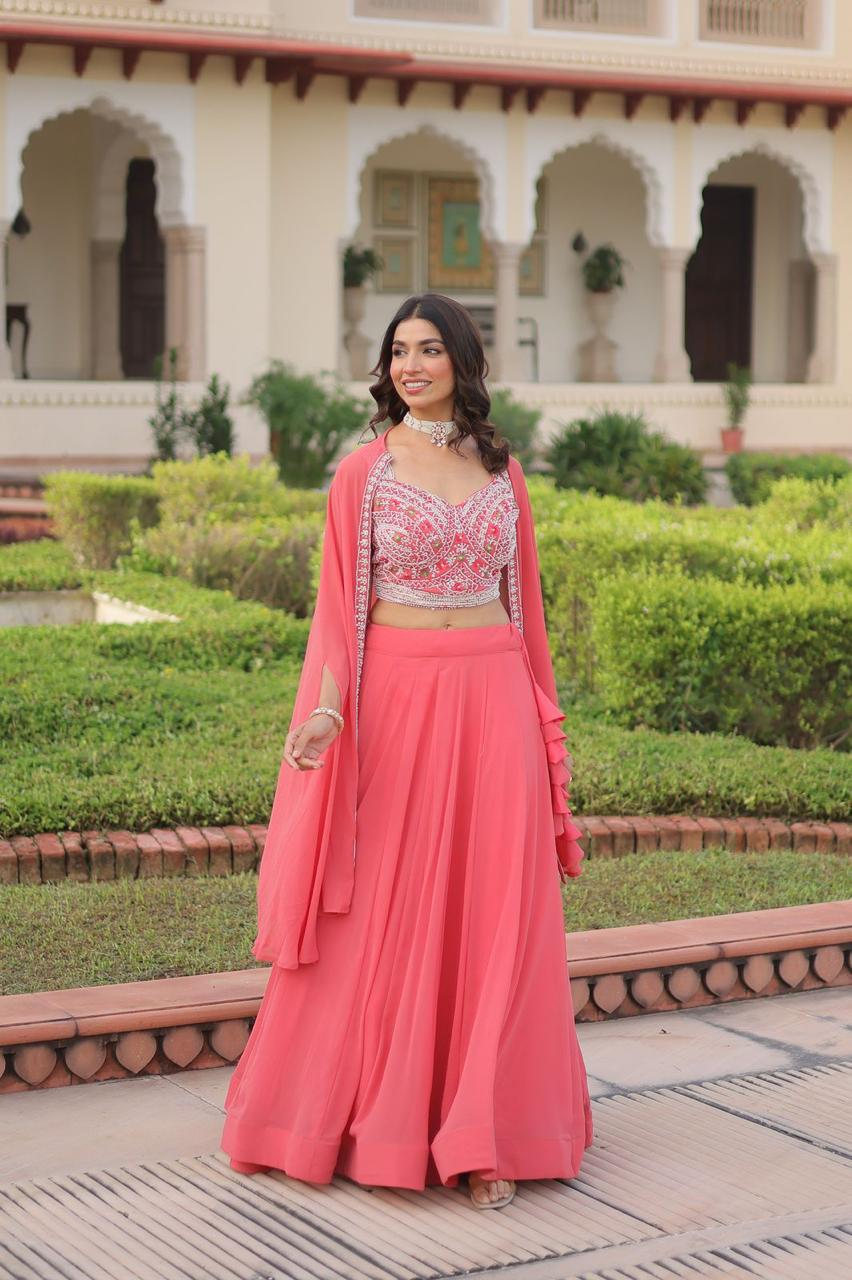 Faux Georgette Lehenga Choli with Koti