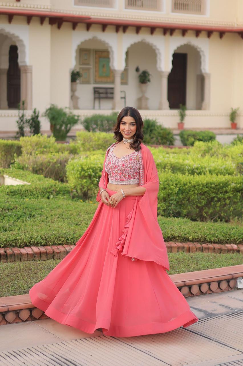 Faux Georgette Lehenga Choli with Koti