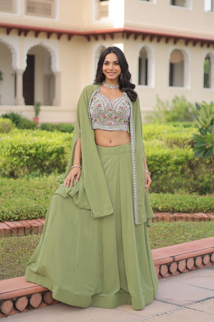 Faux Georgette Lehenga Choli with Koti