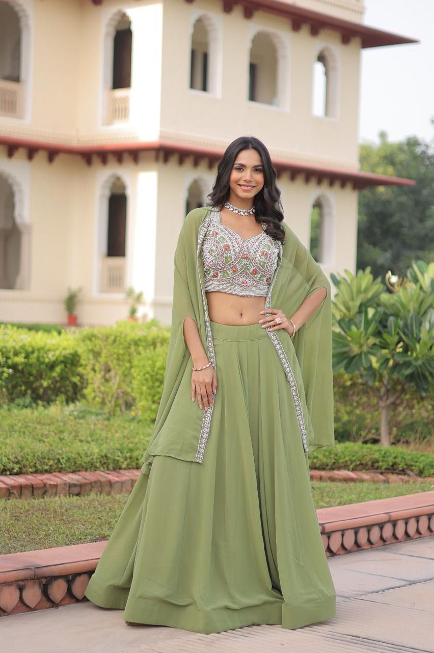 Faux Georgette Lehenga Choli with Koti