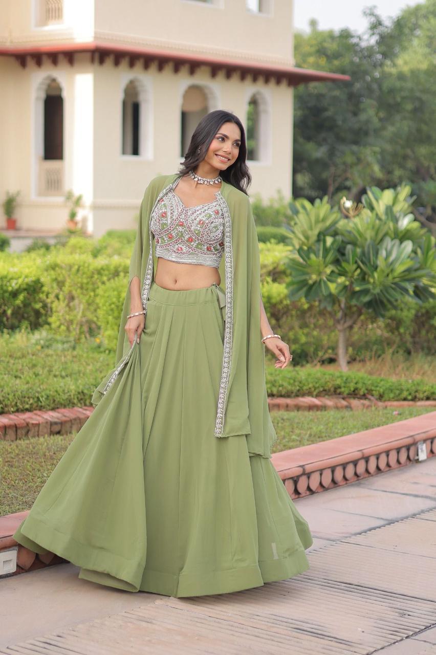 Faux Georgette Lehenga Choli with Koti