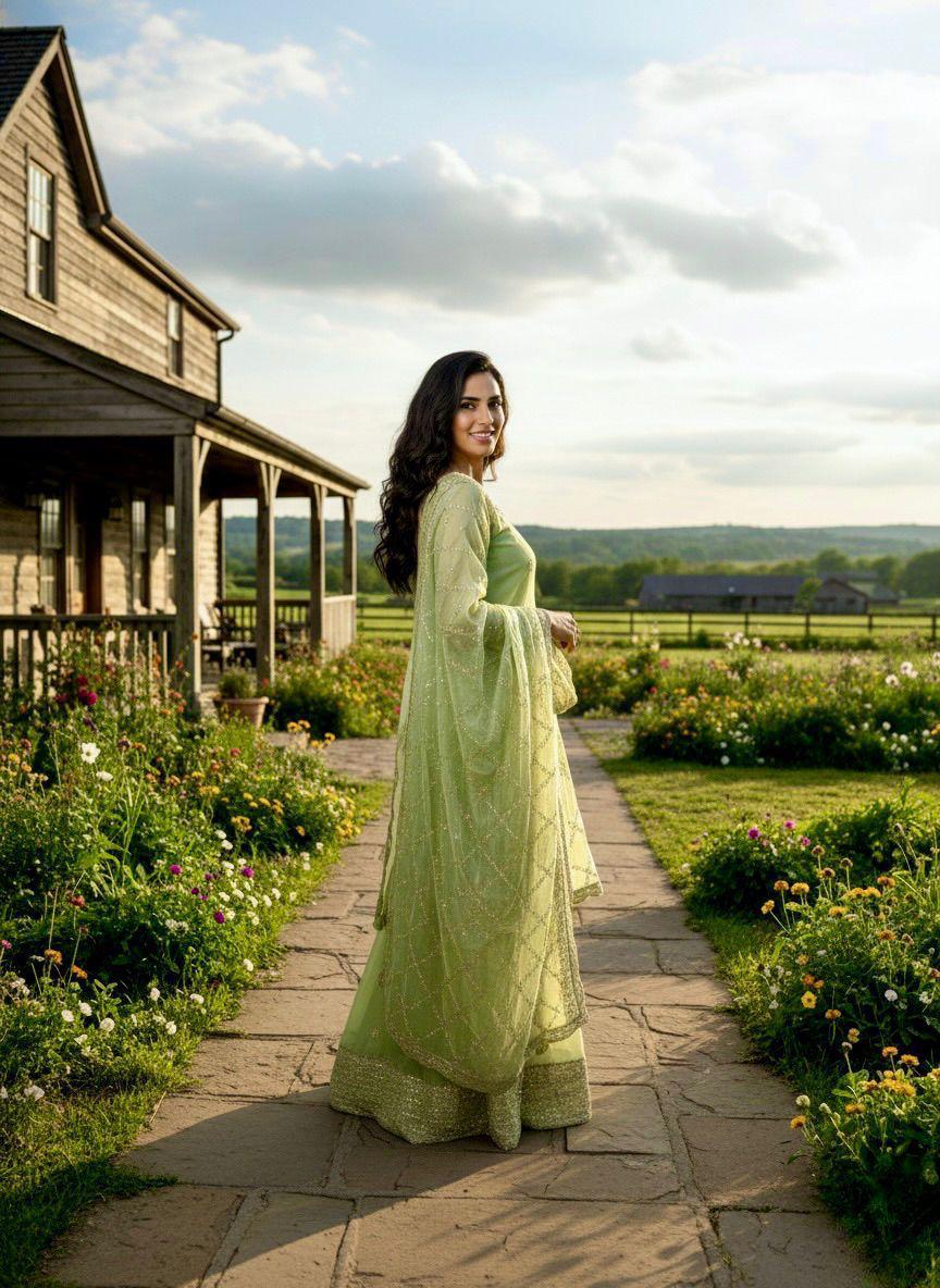 Embroidered Silk Palazzo Suit Set