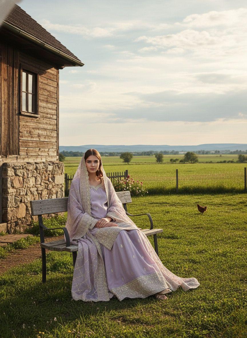 Embroidered Silk Palazzo Suit Set