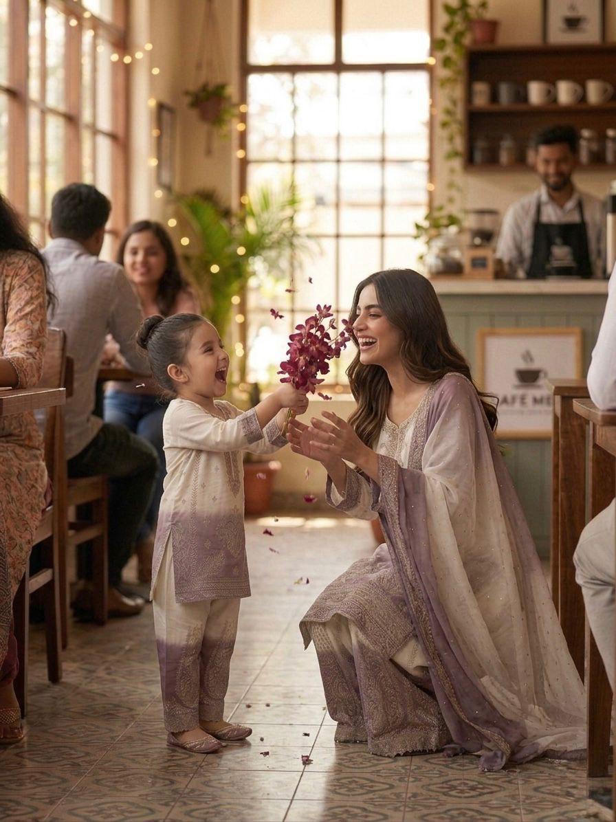 Designer Georgette Mother-Daughter Top Palazzo Set