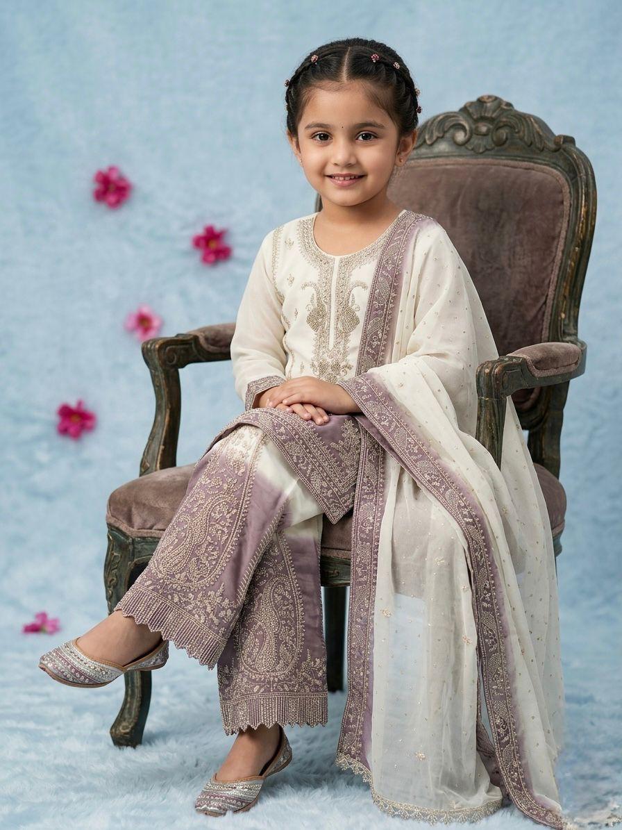 Designer Georgette Mother-Daughter Top Palazzo Set
