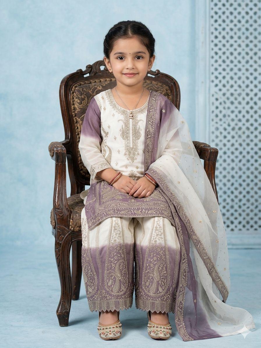 Designer Georgette Mother-Daughter Top Palazzo Set