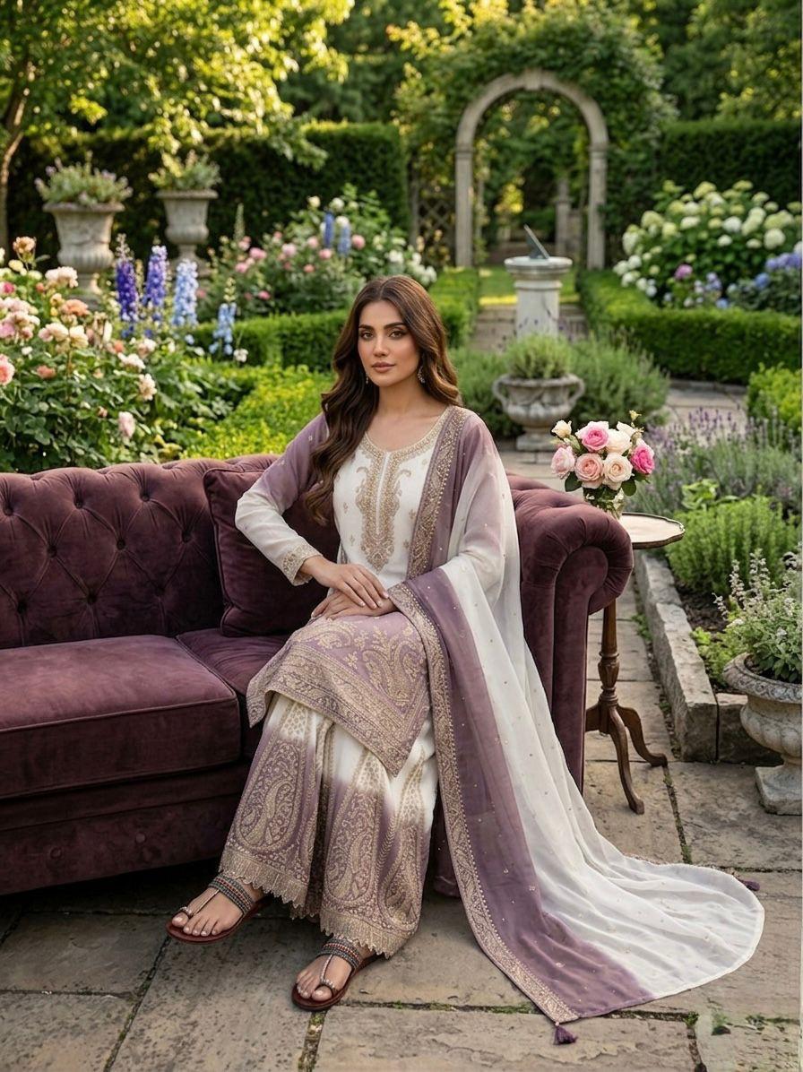 Designer Georgette Mother-Daughter Top Palazzo Set