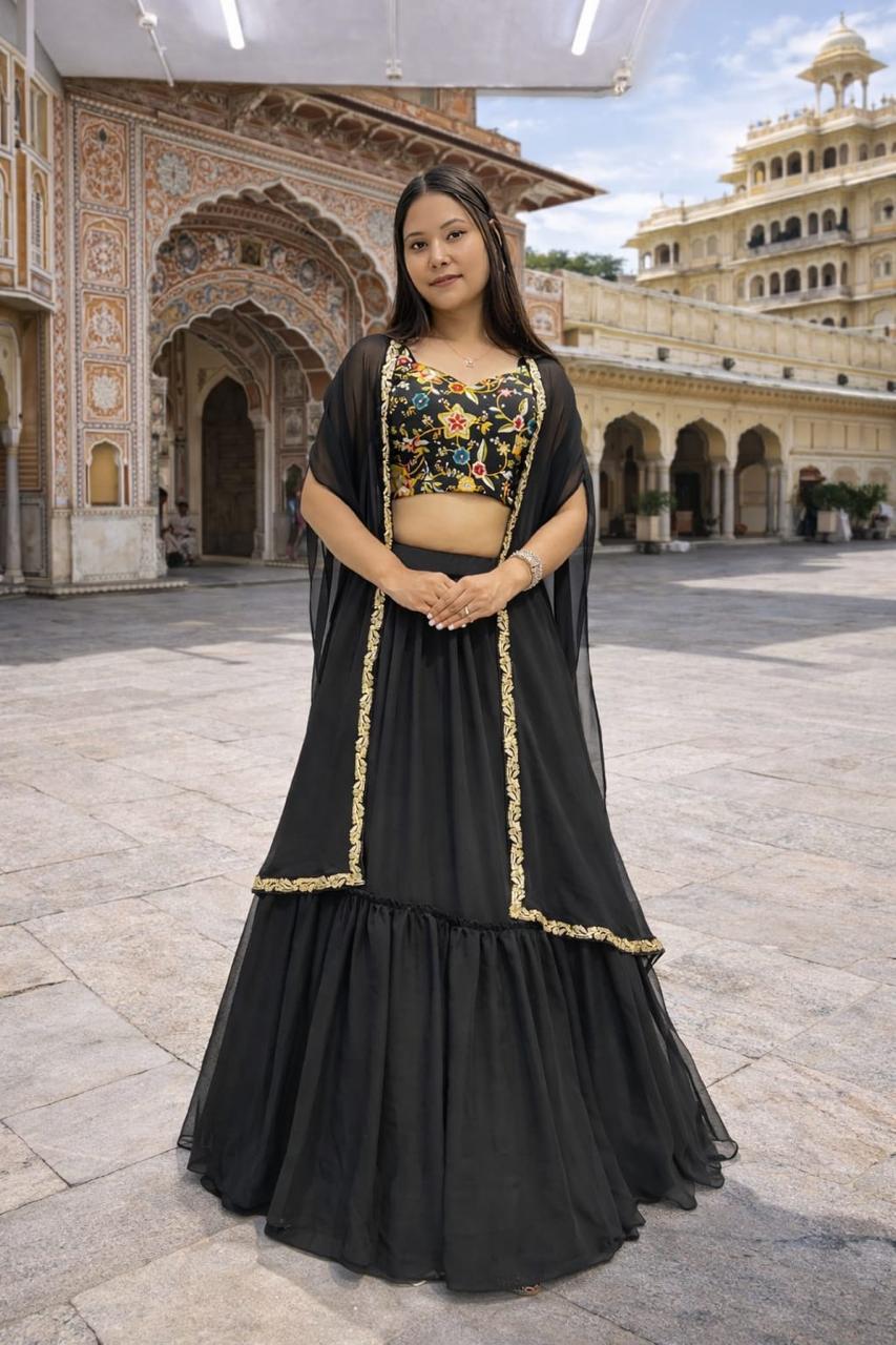 Black Serge Lehenga