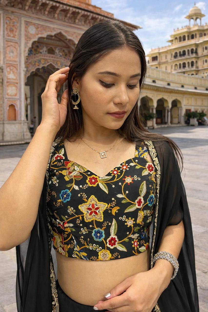 Black Serge Lehenga