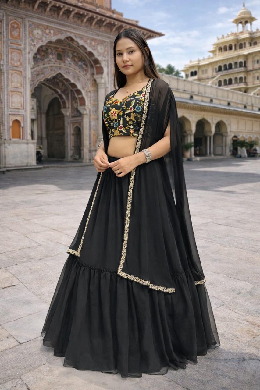 Black Serge Lehenga