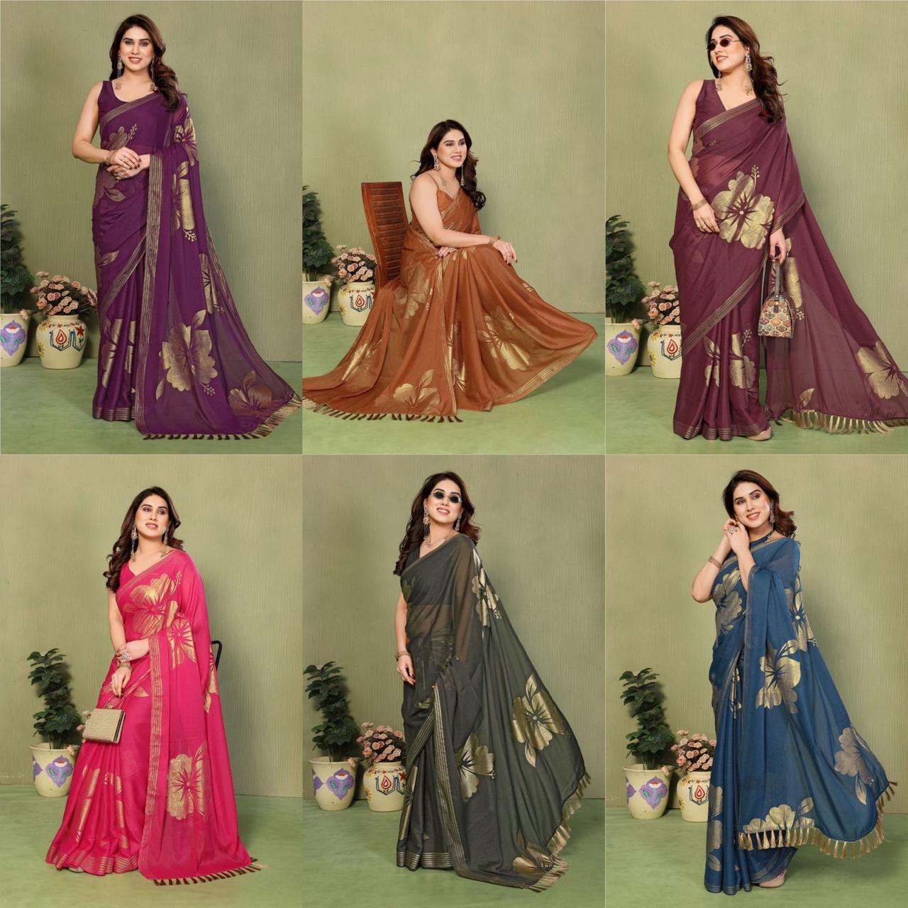 Star Georgette Foil Work Saree