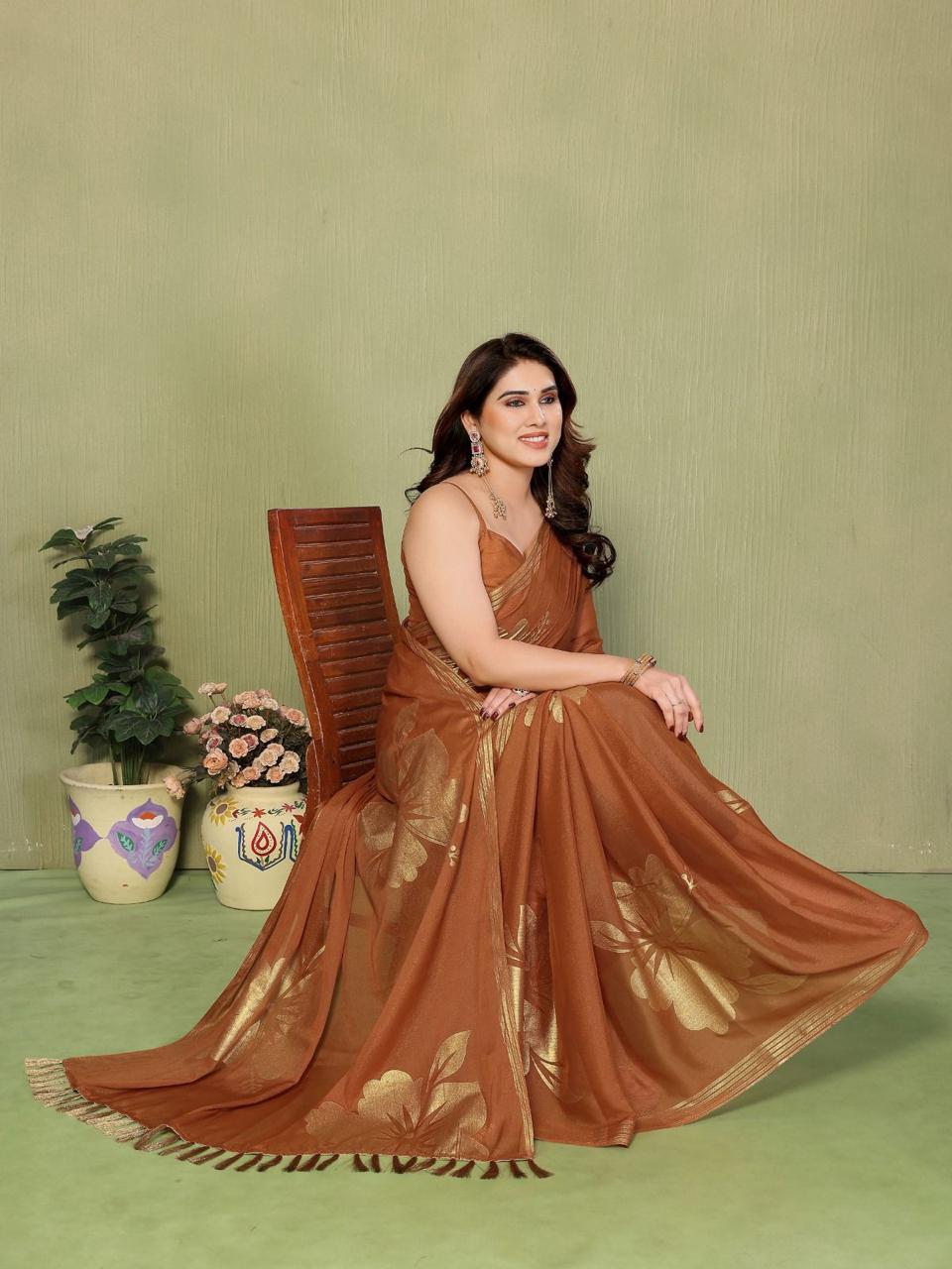 Star Georgette Foil Work Saree
