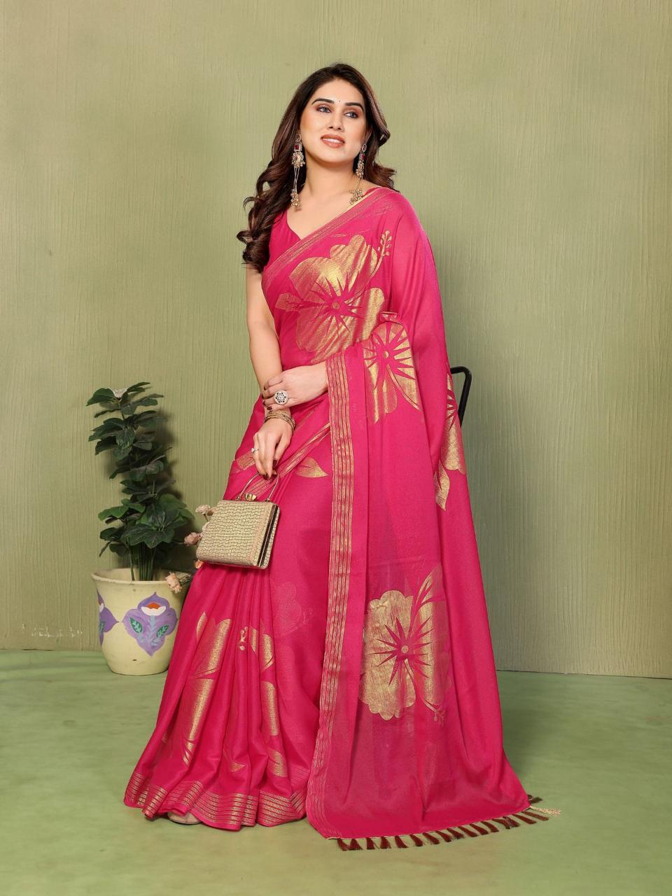 Star Georgette Foil Work Saree