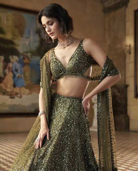 Olive tinted dreamy Lehenga