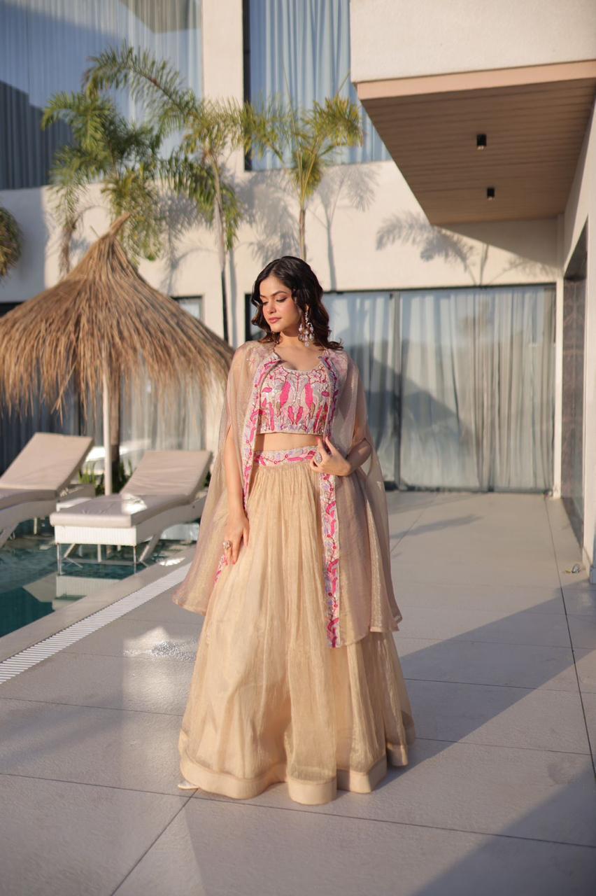 Silk Lehenga Choli with Shrug