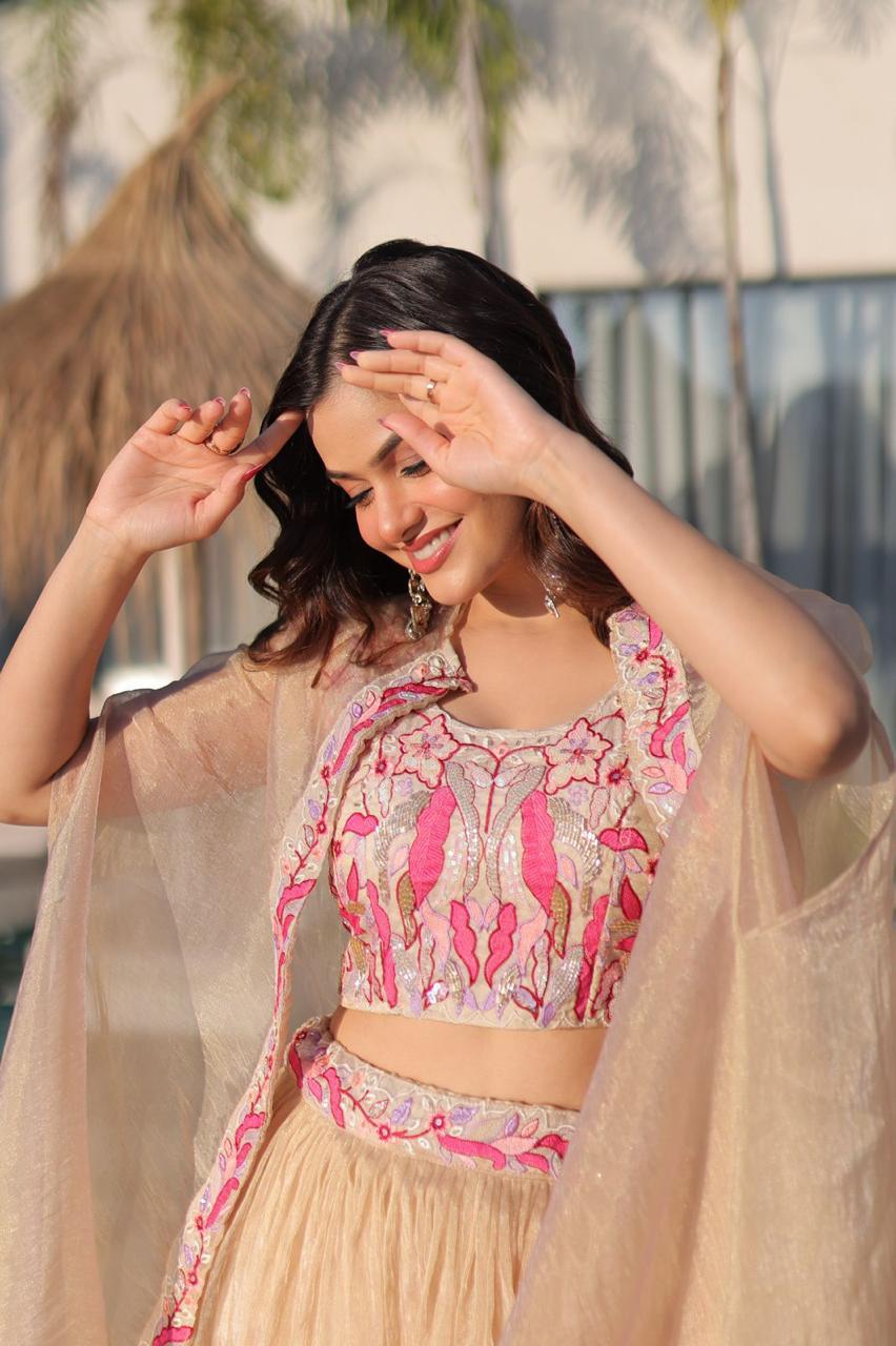 Silk Lehenga Choli with Shrug