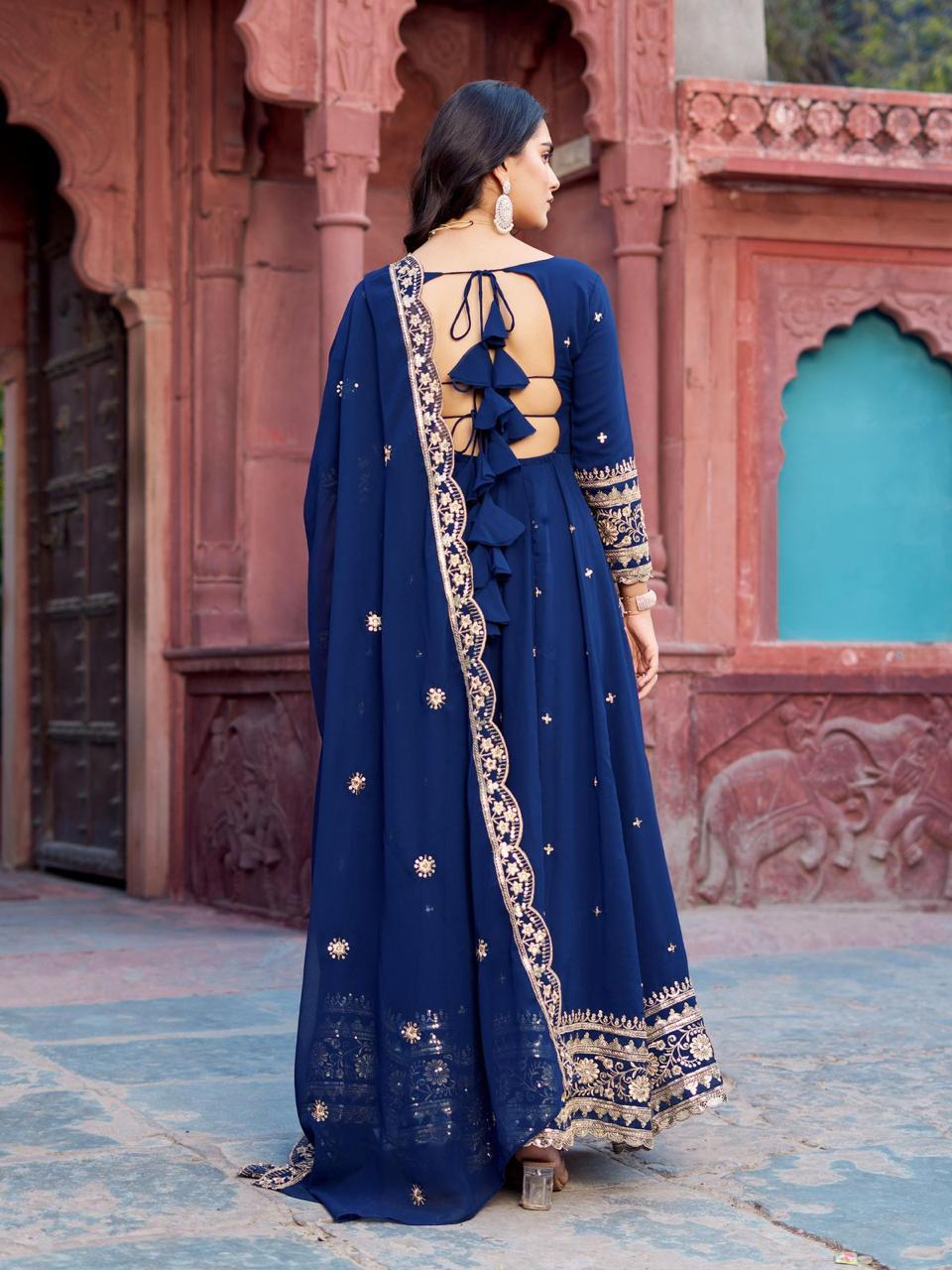 Georgette Gown Set with Pant and Dupatta