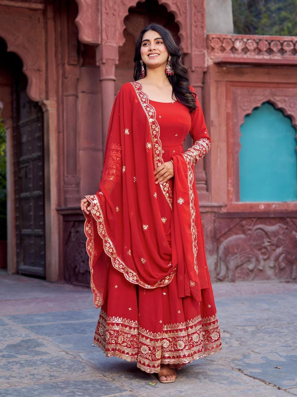 Georgette Gown Set with Pant and Dupatta