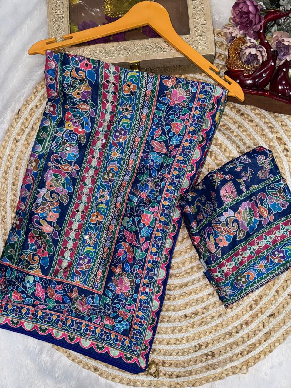 Soft Chinnon Designer Saree