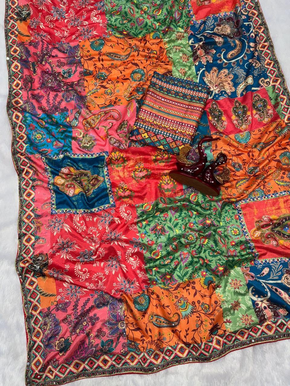 Soft Chinnon Designer Saree