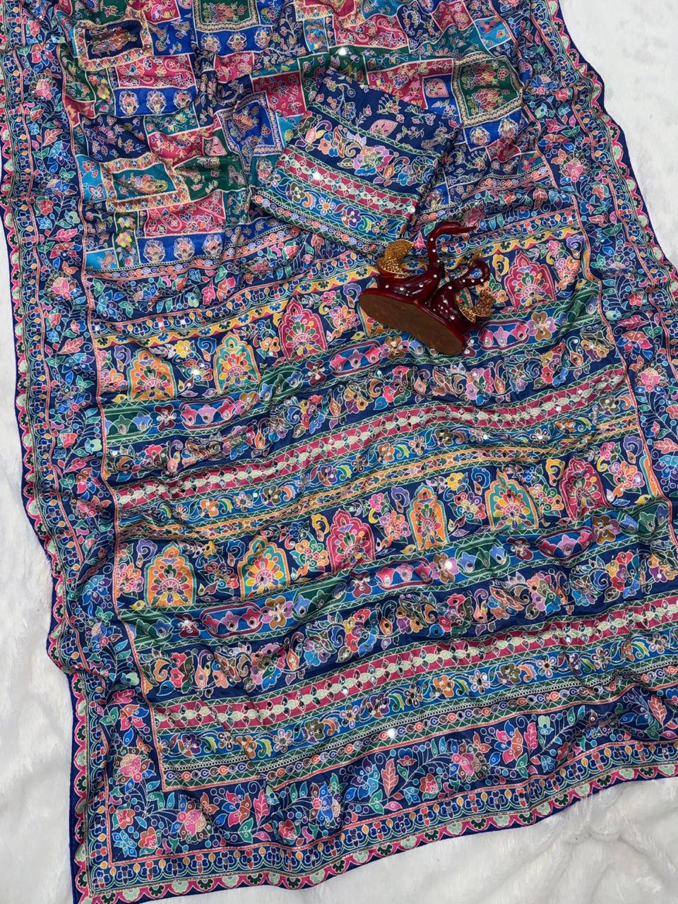 Soft Chinnon Designer Saree