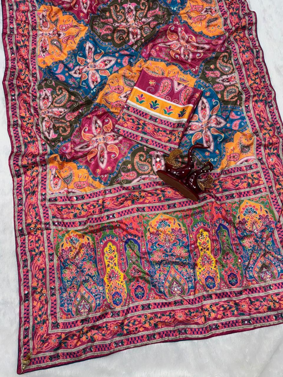 Soft Chinnon Designer Saree