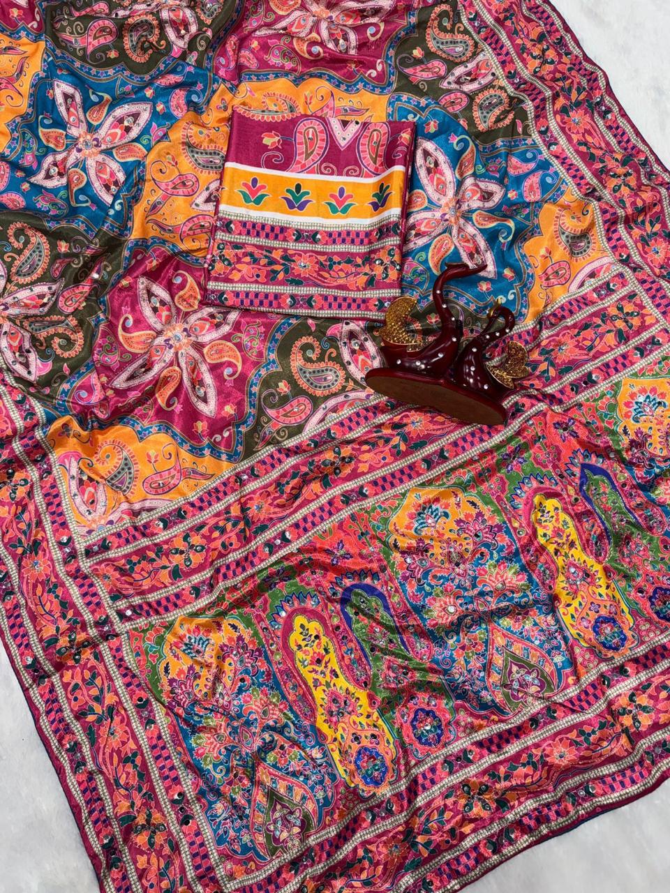 Soft Chinnon Designer Saree