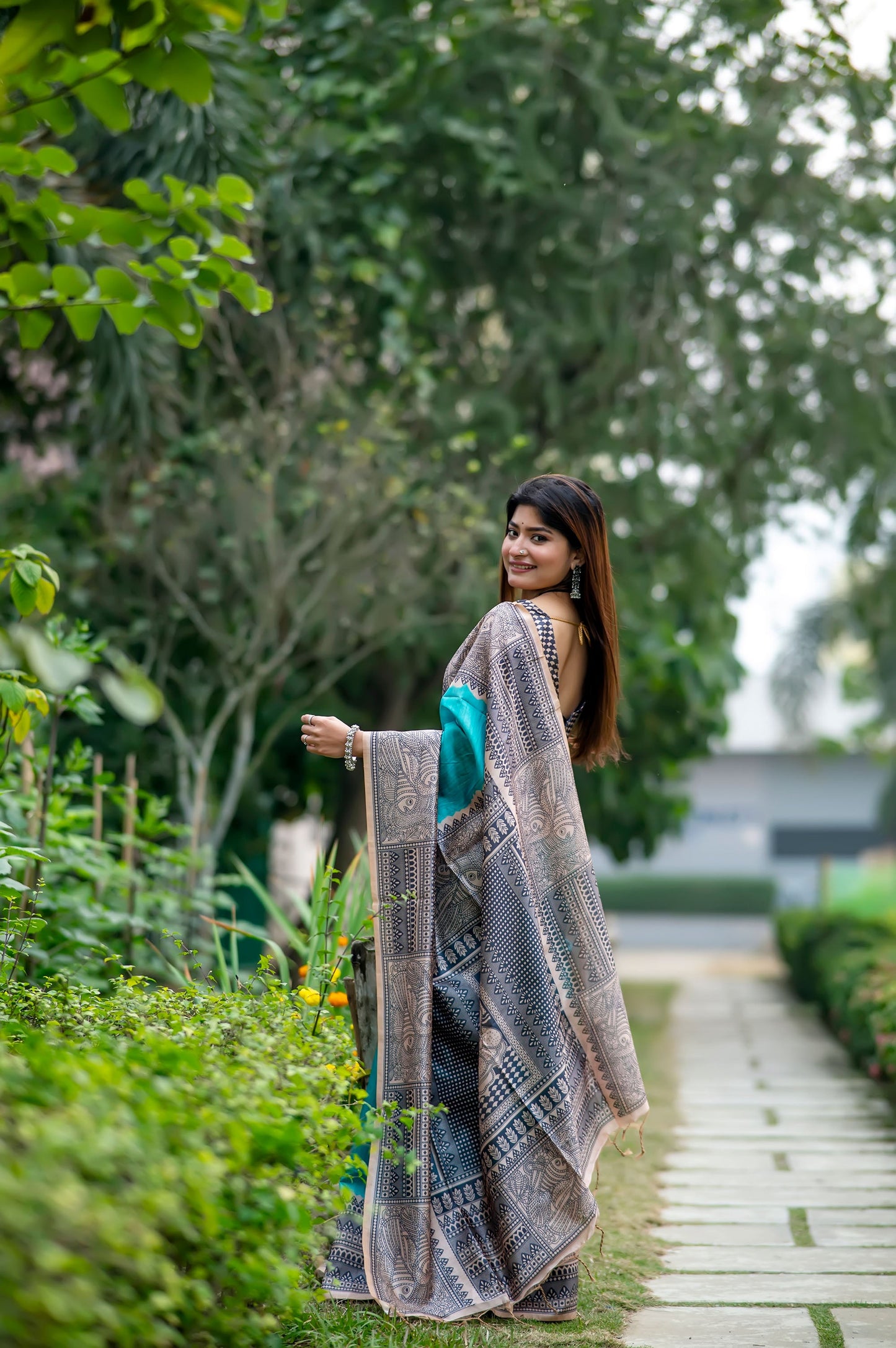 Yogita Rama Soft Tussar Silk Madhubani printed Saree