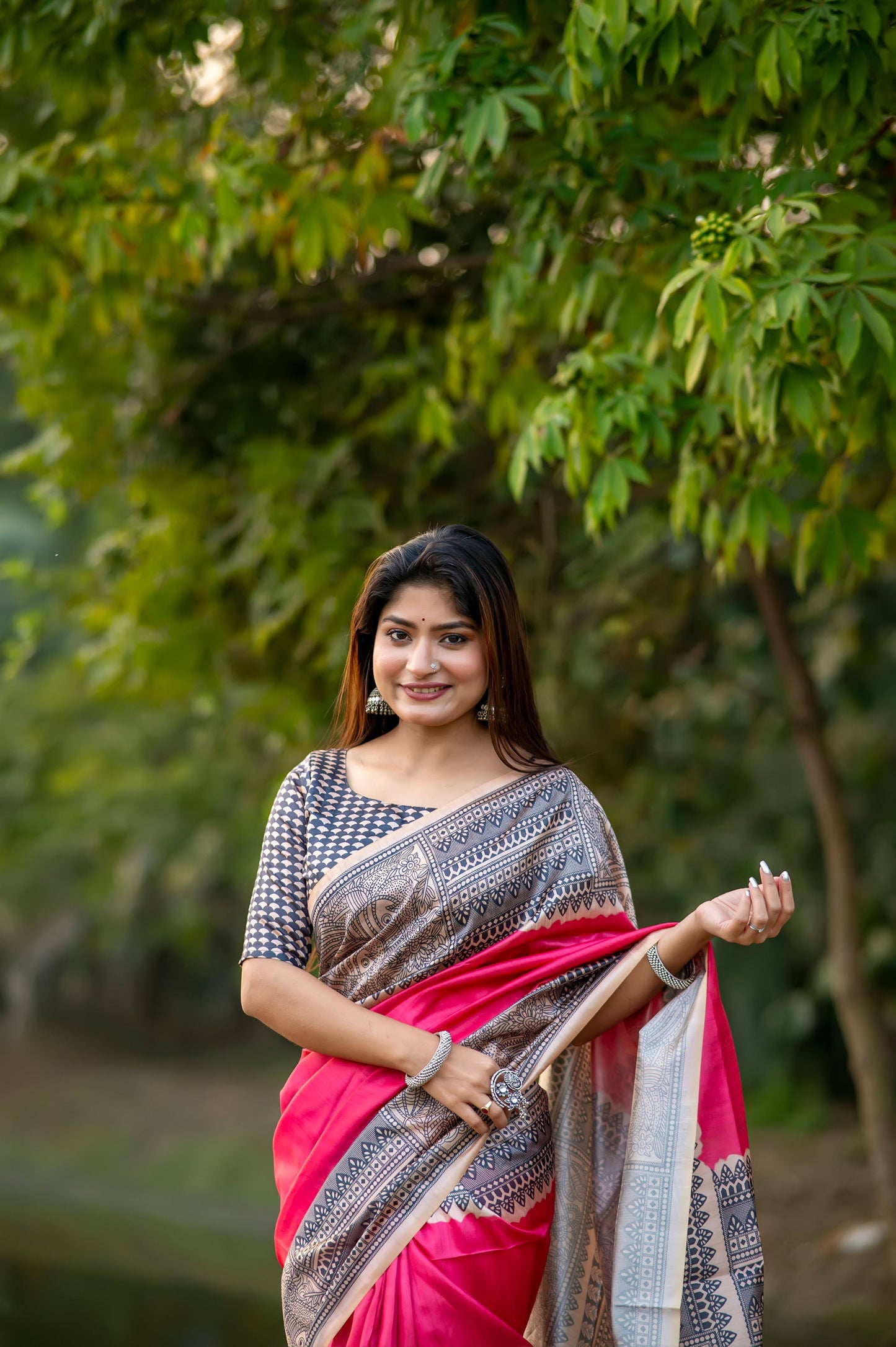 Yogita Rani Soft Tussar Silk Madhubani printed Saree