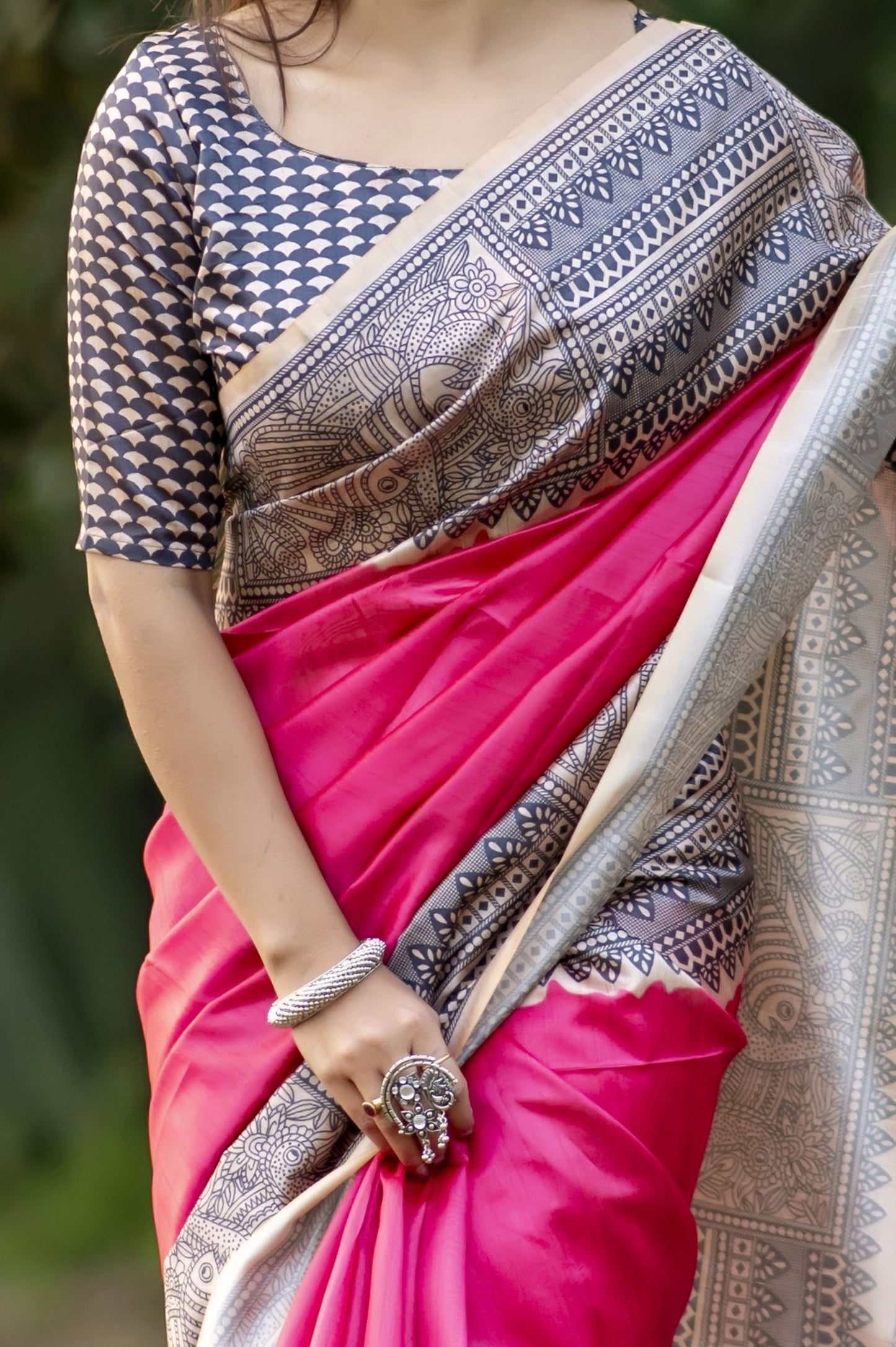 Yogita Rani Soft Tussar Silk Madhubani printed Saree