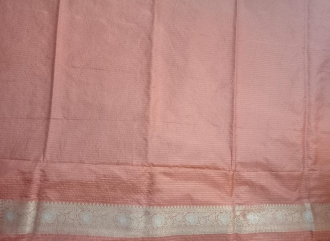 Peach Katan Pure Silk Cutwork Saree