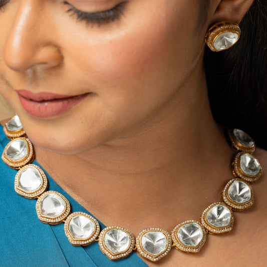 Zevar Club Neutral Faux Kundan Moissanite Set