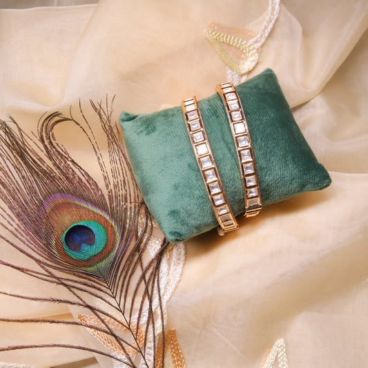 Zevar Club Square Shaped Kundan Handcrafted Bangles