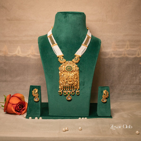 Zevar Club Emerald Gold Lakshmi Pearl Set