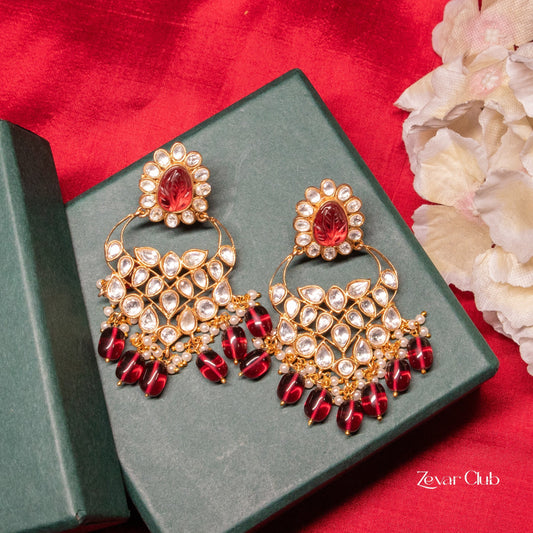 Zevar Club Saroj Ruby Uncut Kundan Drop Earrings