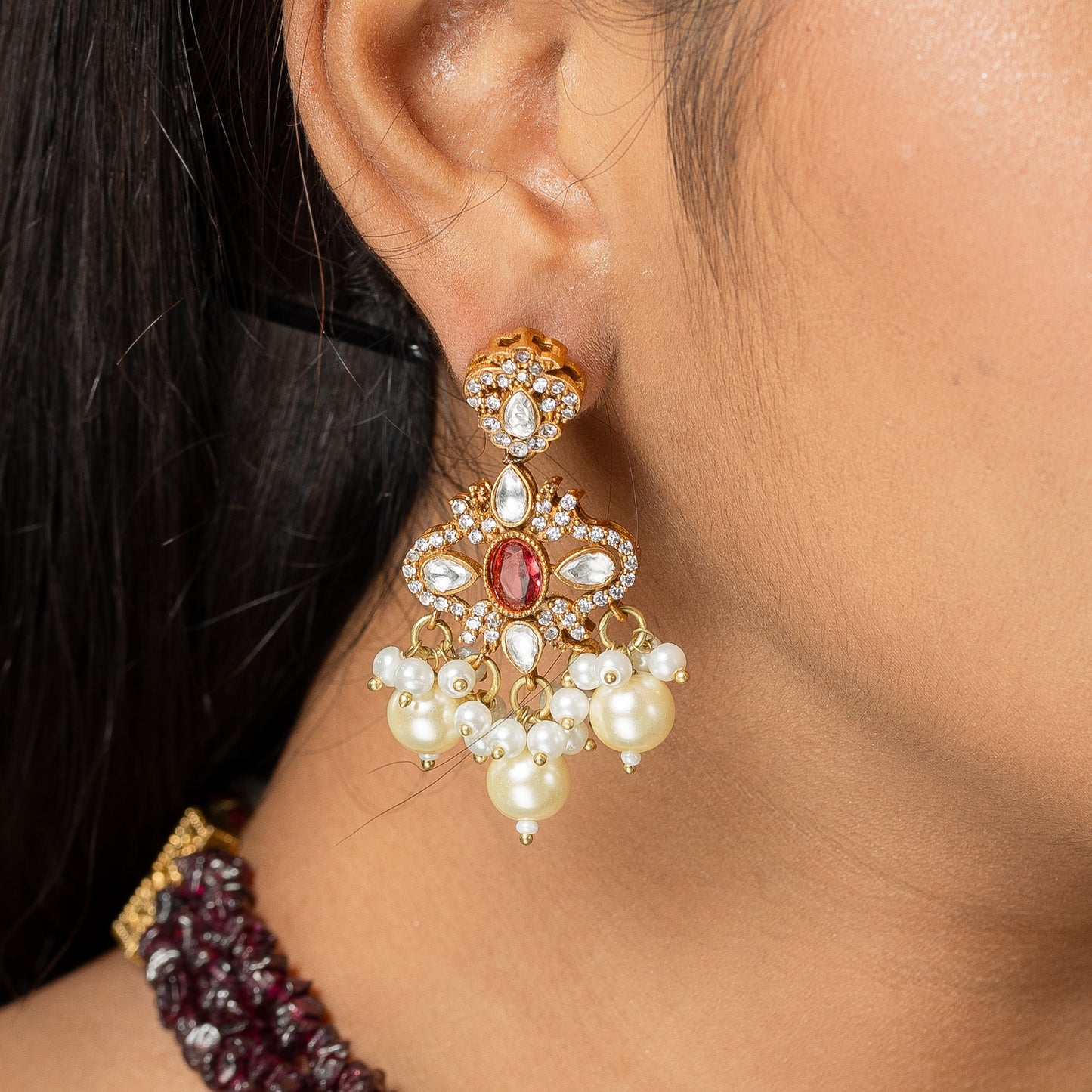 Zevar Club Maroon Kundan Victorian Choker