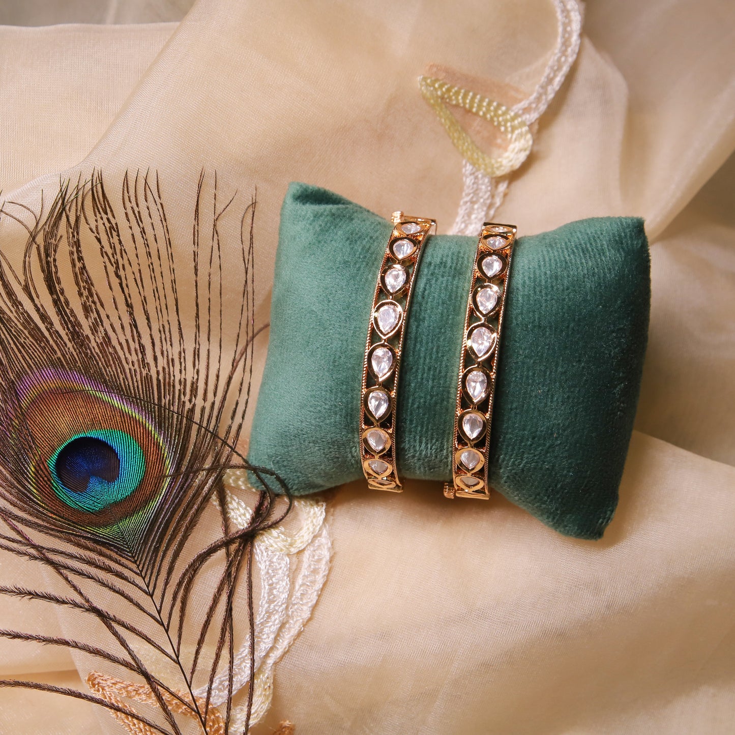 Zevar Club Uncut Stones Kundan Handcrafted Bangles