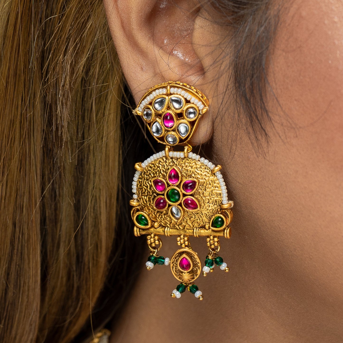 Zevar Club Rajwada Multi Coloured Antique Pearl Set