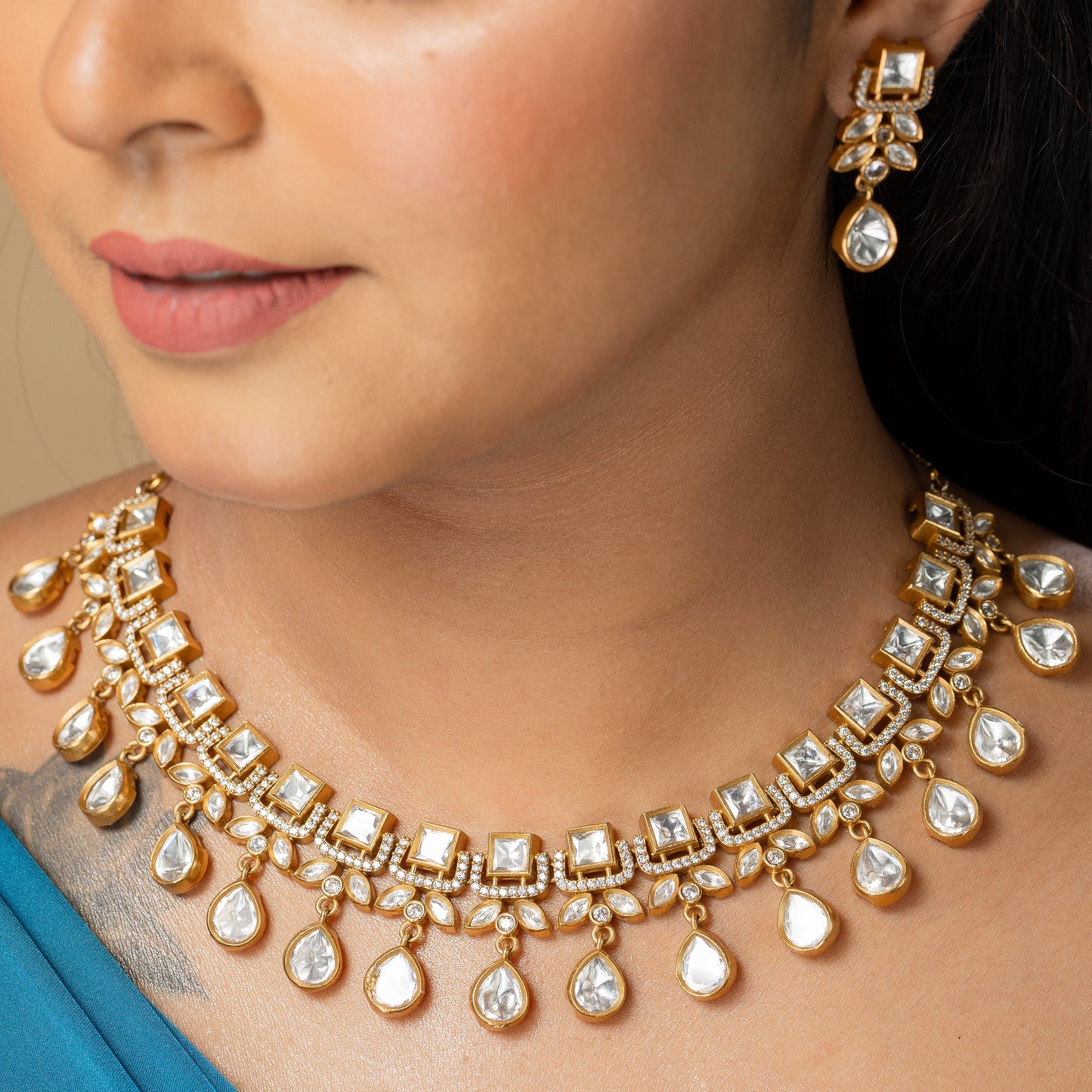 Zevar Club Karishma Kundan Neutral Victorian Set