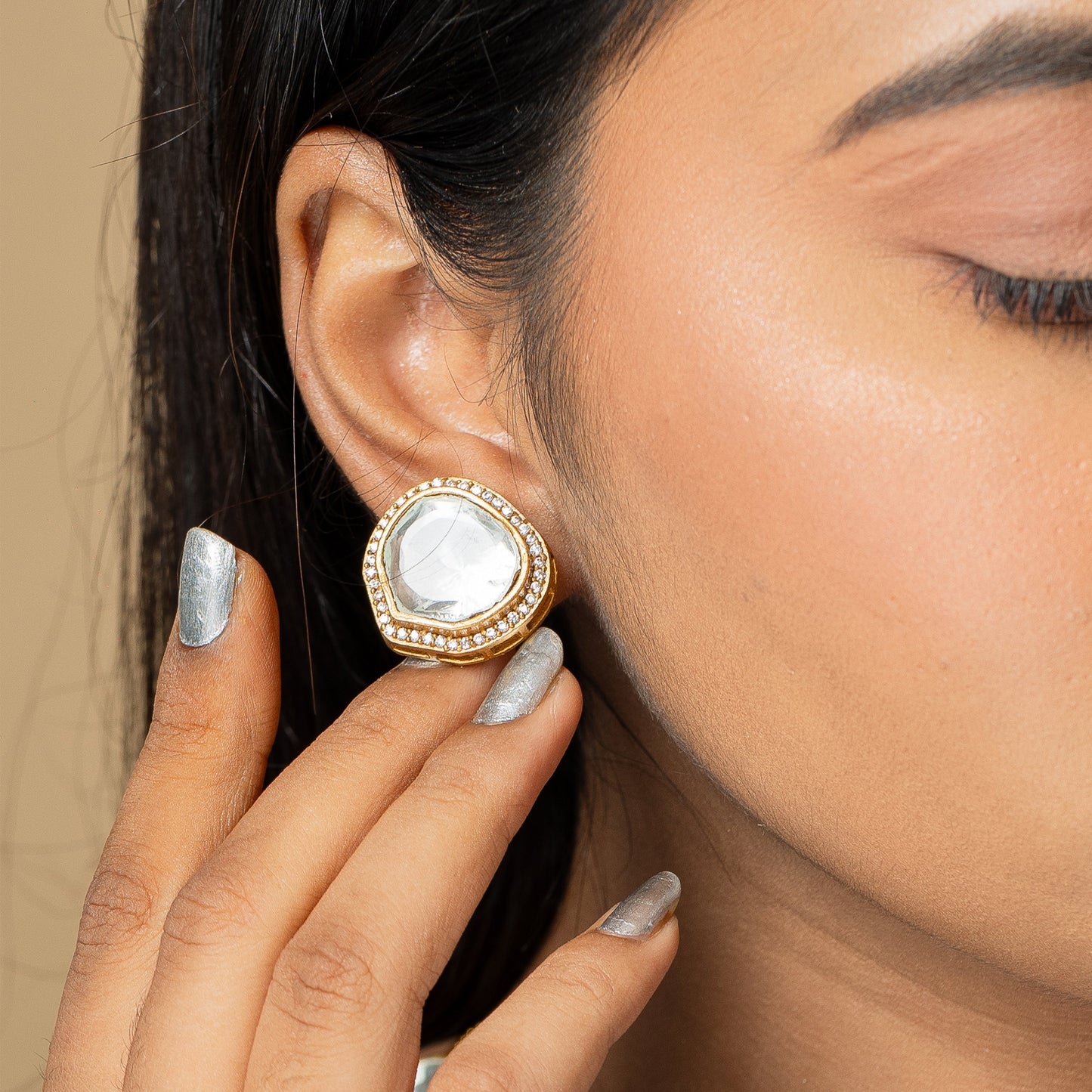 Zevar Club Neutral Faux Kundan Moissanite Set