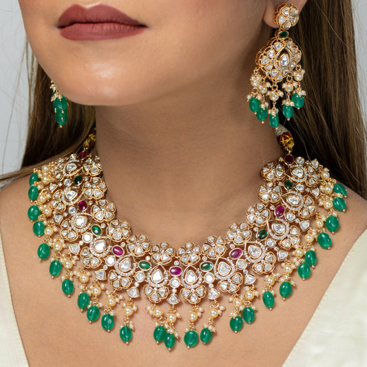 Zevar Club Majestic Semi Bridal Green Set