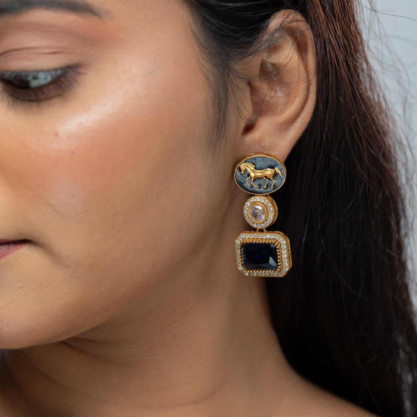 Zevar Club Horse Shaped Chic Drop Earrings