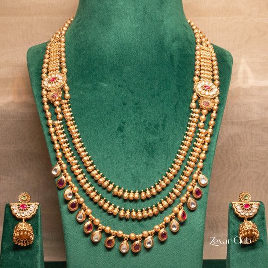 Zevar Club Raani Three Line Kundan Antique Set