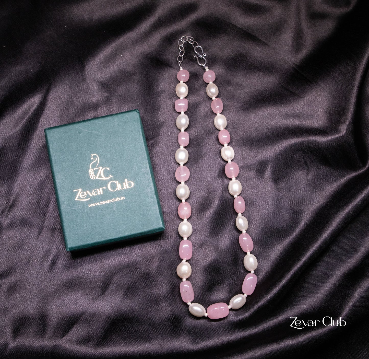 Zevar Club Semi Precious Pink Quartz Necklace