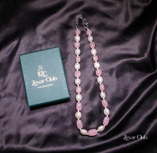 Zevar Club Semi Precious Pink Quartz Necklace