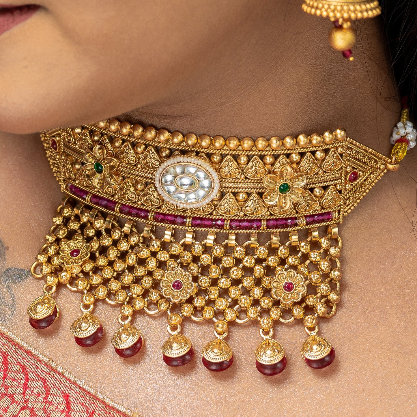 Zevar Club Rajwada Antique Knitted Choker Set