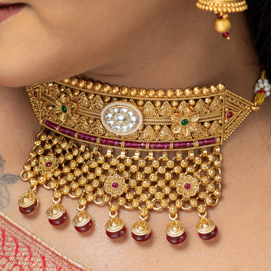 Zevar Club Rajwada Antique Knitted Choker Set